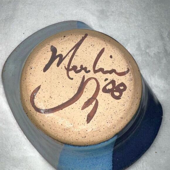 Merlin Handcrafted Blue Pottery Bowl - Picture 7 of 8